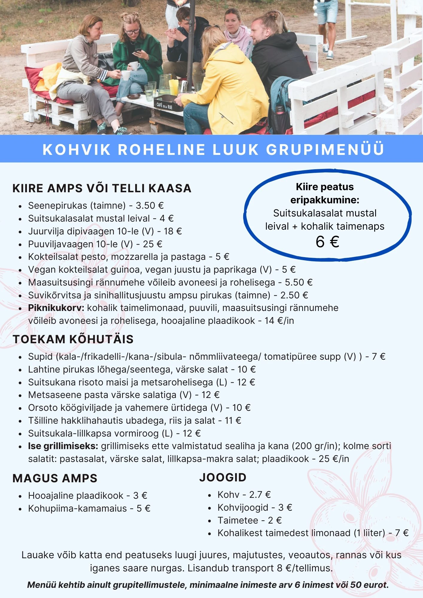 Roheline Luuk kohvik grupimenüü 2026